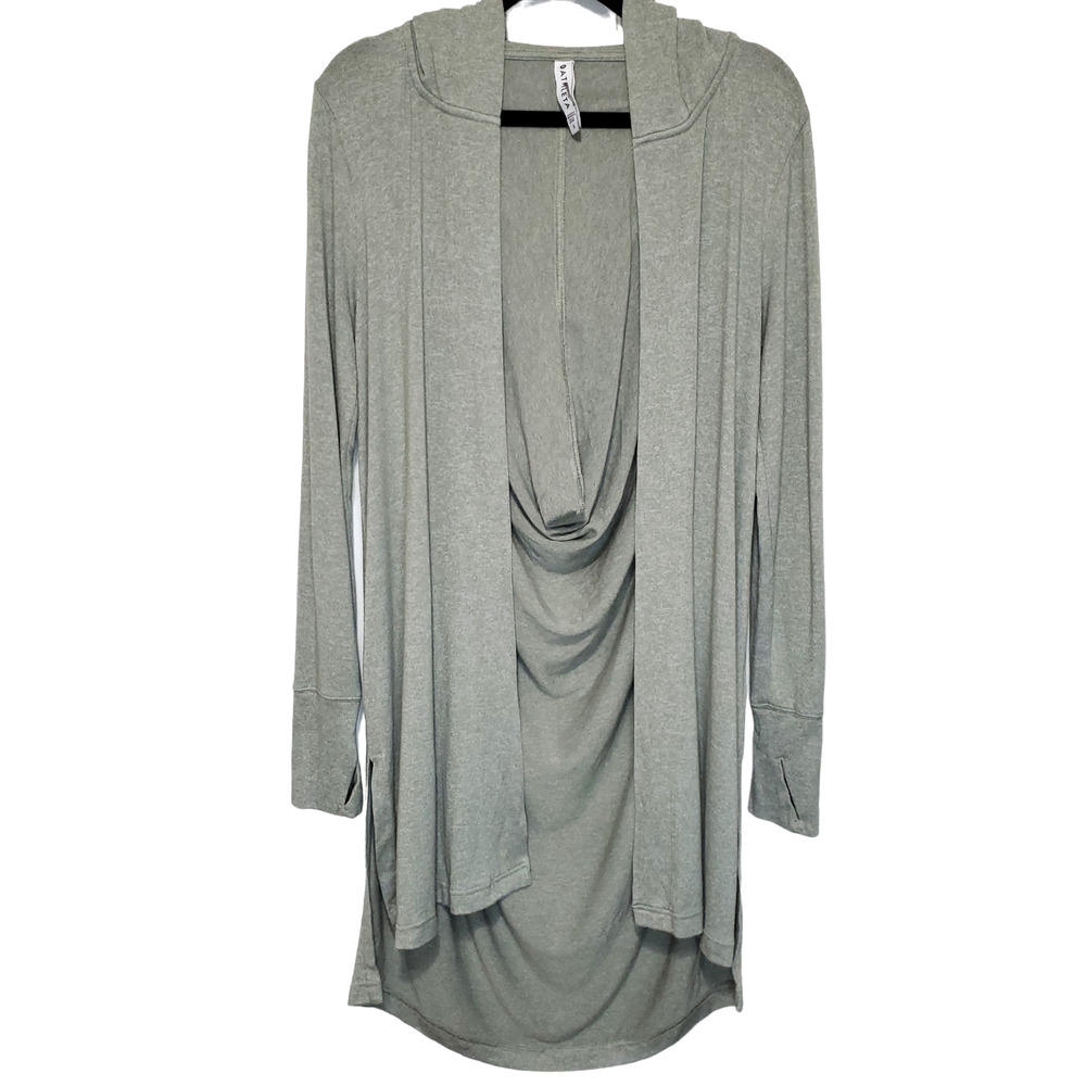 Athleta Harmony Wrap Hooded Cardigan Draped Stretch Sage Green Small